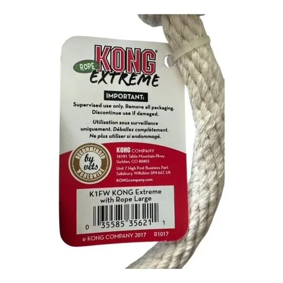 KONG Extreme on Rope Fetch Tug Durable Dog Toy Heavy Chewer Power Chewers NEW - Picture 8 of 11